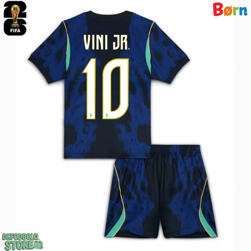 Brasilien Vinicius Junior #10 Replika Babytøj Udebanesæt Børn VM 2026 Kortærmet (+ Korte bukser)
